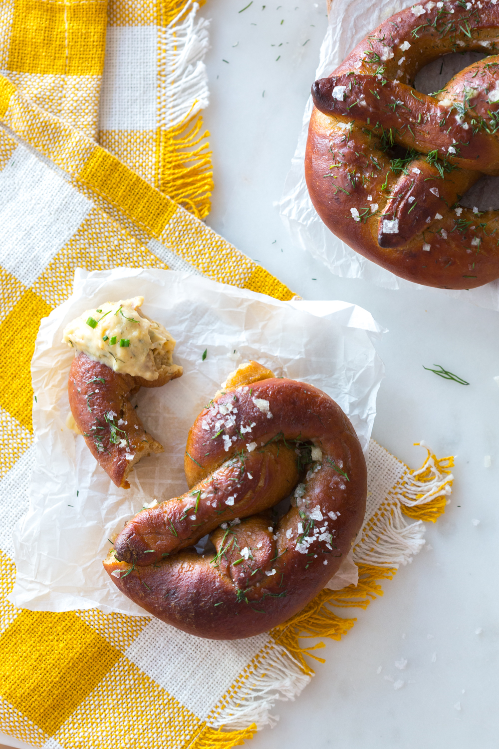 Dill Pretzels with Cider Cheese Dip from Baking The Goods