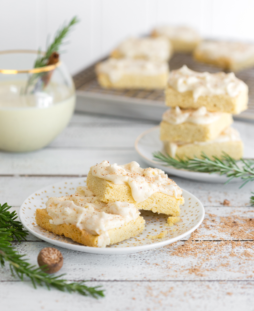 Cardamom Spiced Cookie Bars with Eggnog Cream Cheese Frosting by Baking The Goods
