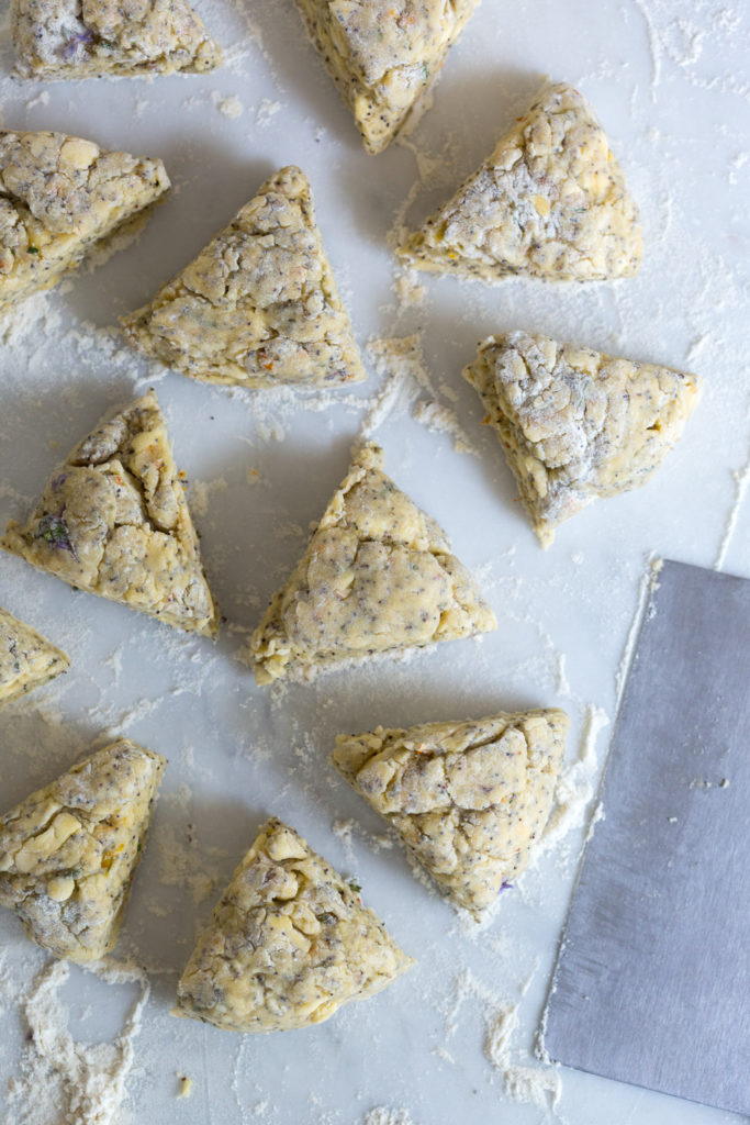 Blood Orange Rosemary Poppy Seed Scone - cut