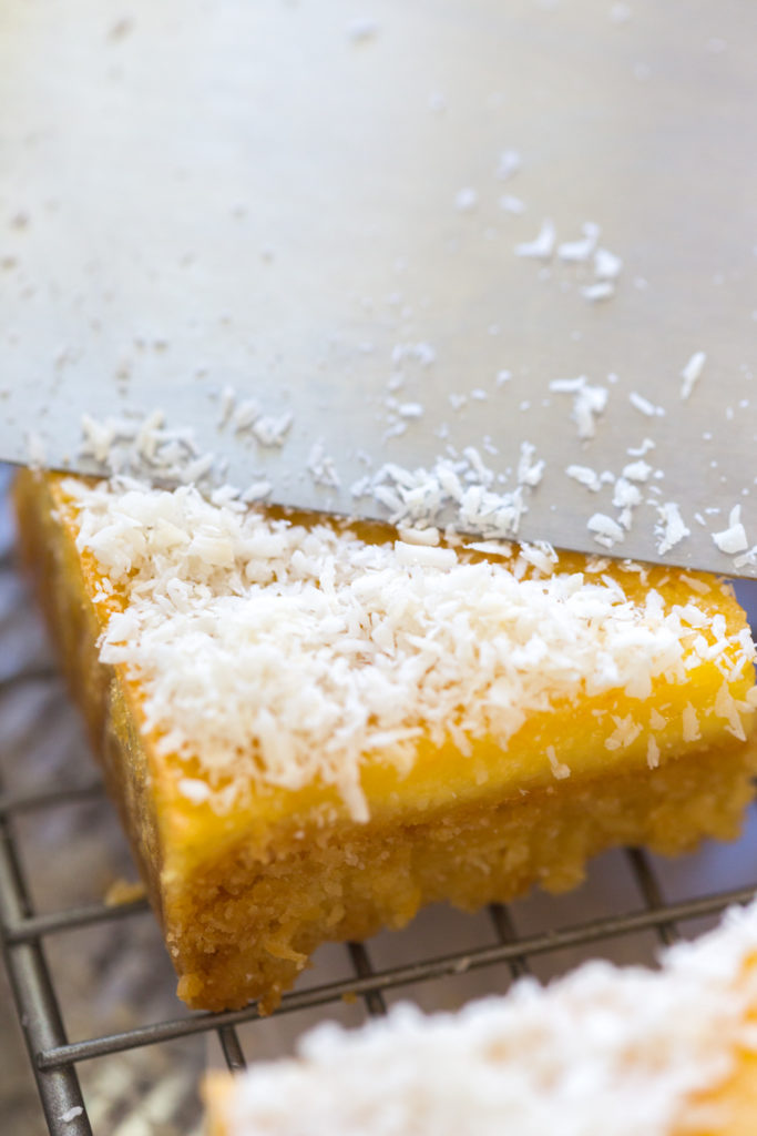 Garnishing Grapefruit Coconut Bars