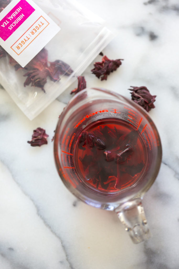Hibiscus tea steeping for cookie glaze