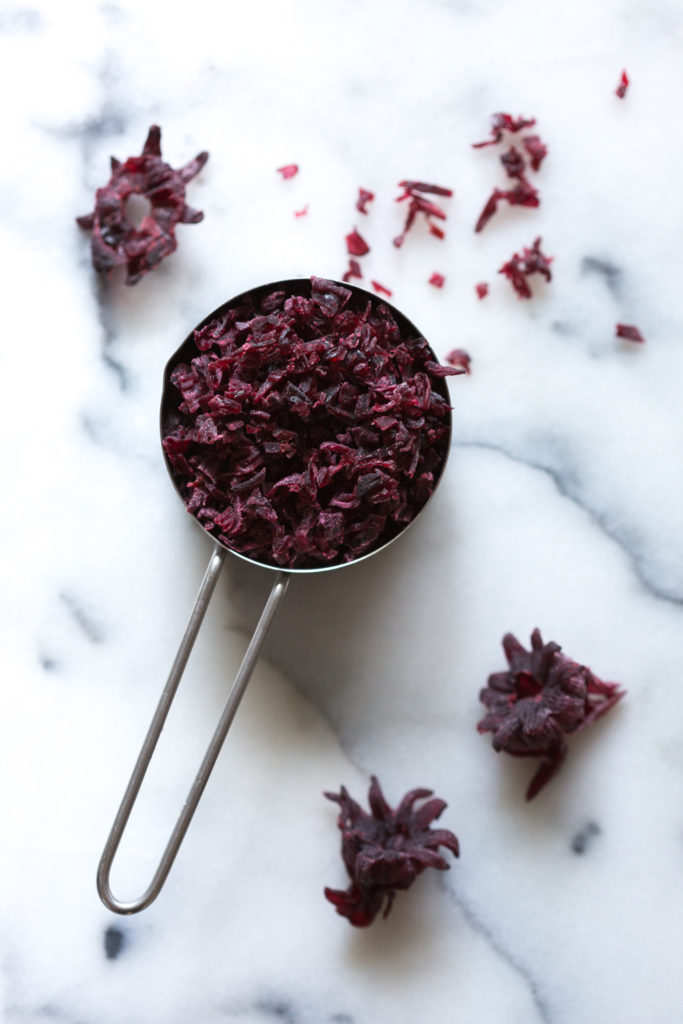Chopped dried hibiscus flowers