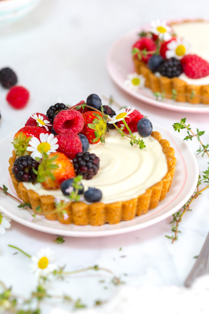 Berry Mascarpone Tarts with Almond Shortbread Crust