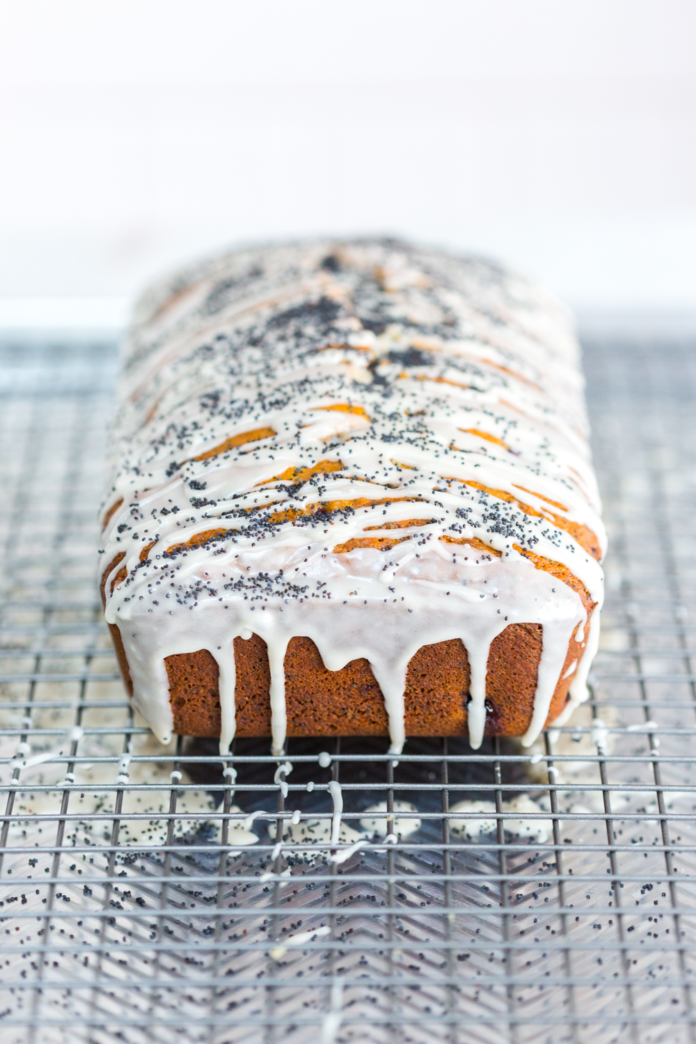 A loaf of Blueberry Poppy Seed Banana Bread