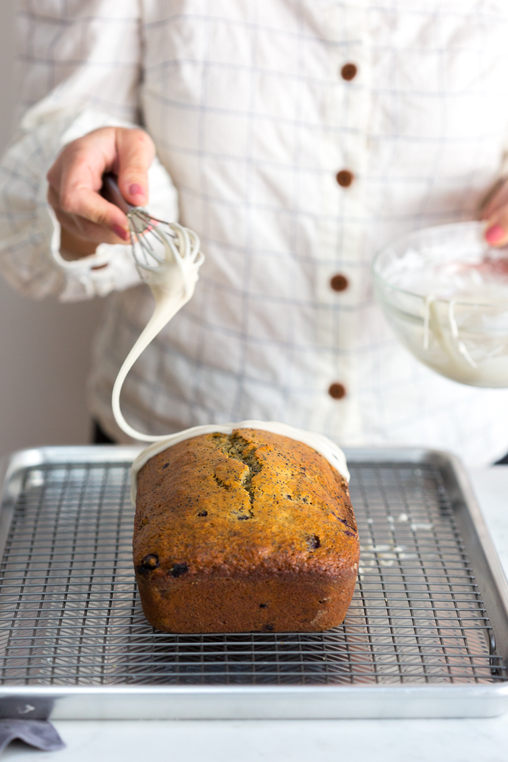 Icing Blueberry Poppy Seed Banana Bread