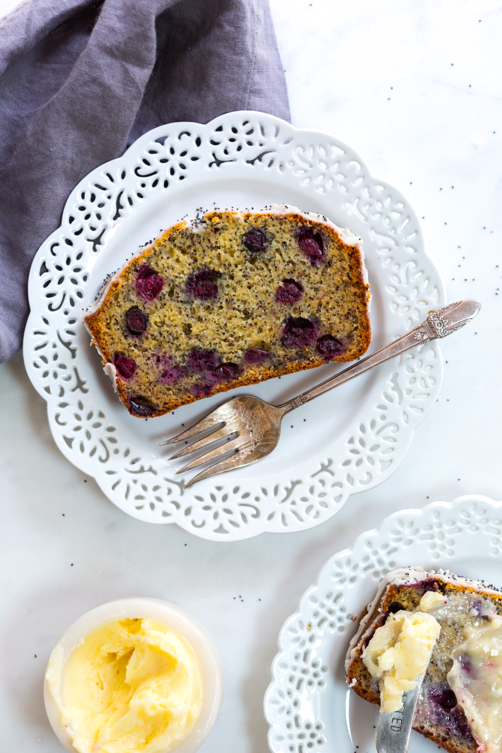 Sliced of Blueberry Poppy Seed Banana Bread
