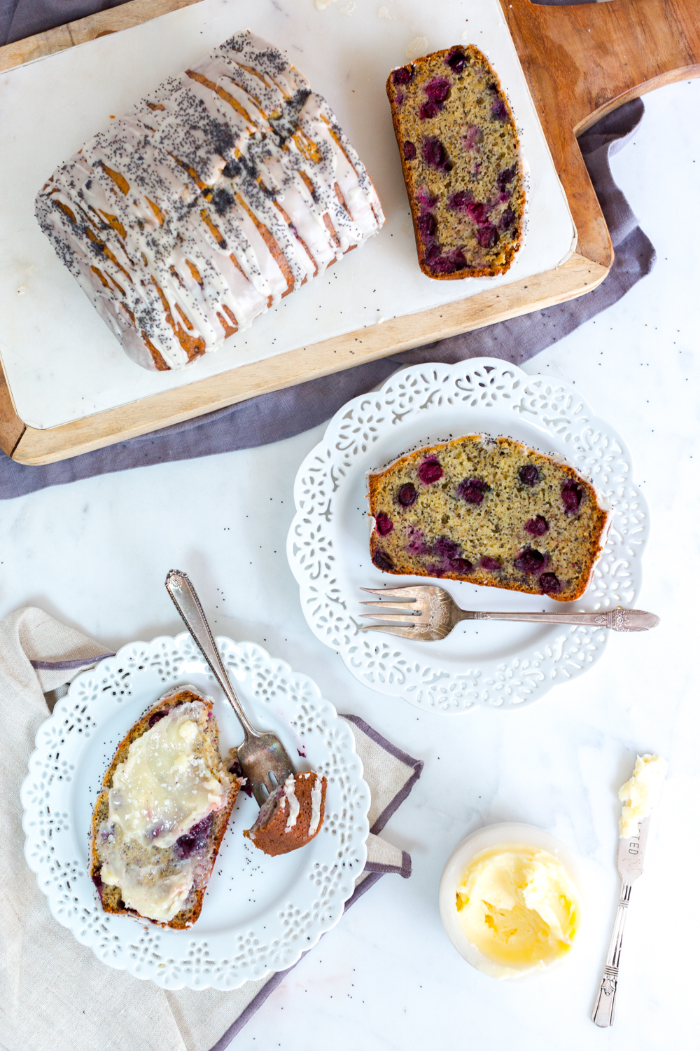 Blueberry Poppy Seed Banana Bread slices