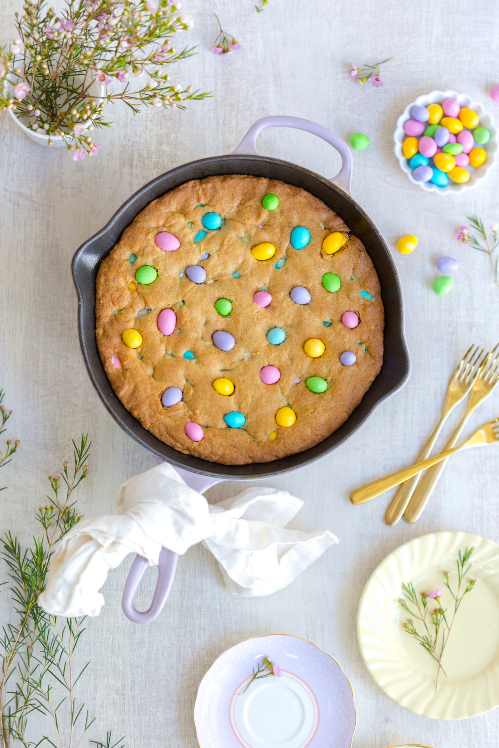 M&M Skillet Cookie by Baking the Goods