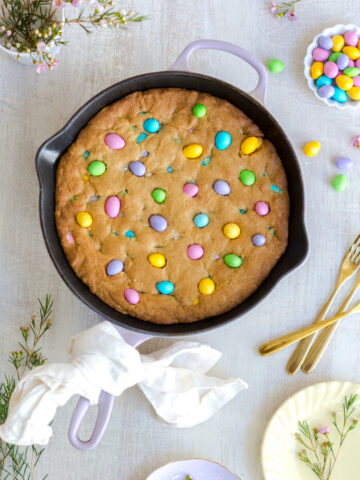 M&M Skillet Cookie by Baking The Goods