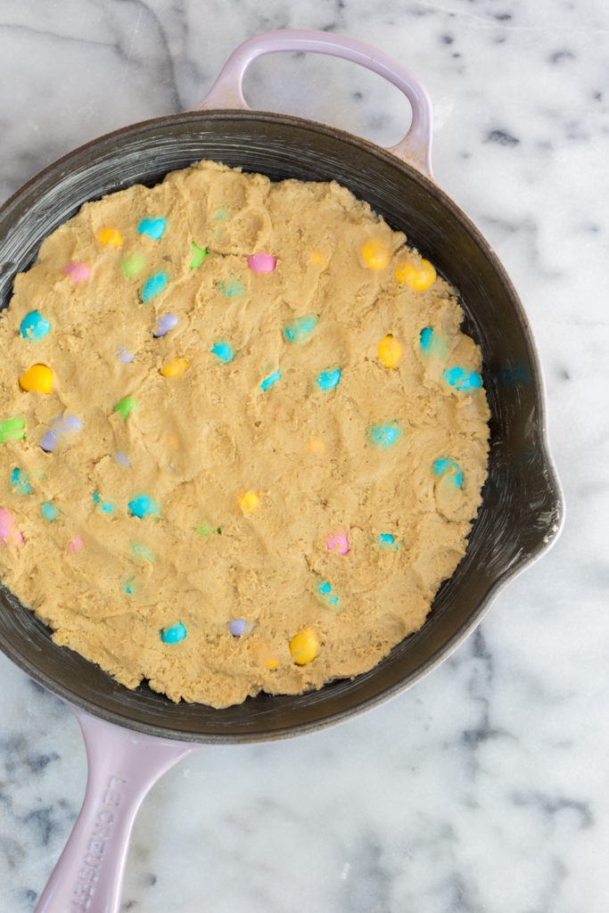 M&M Skillet Cookie dough