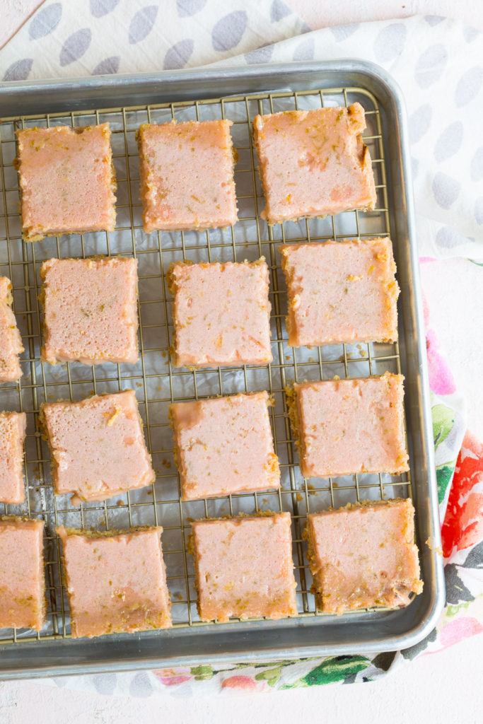 Hibiscus Margarita Bars with Coconut Crust -cut