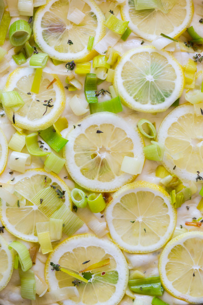 Pre-baked Leek Lemon and Thyme Skillet Focaccia