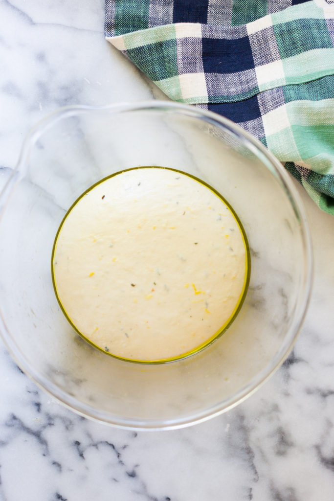 Leek Lemon and Thyme Skillet Focaccia dough