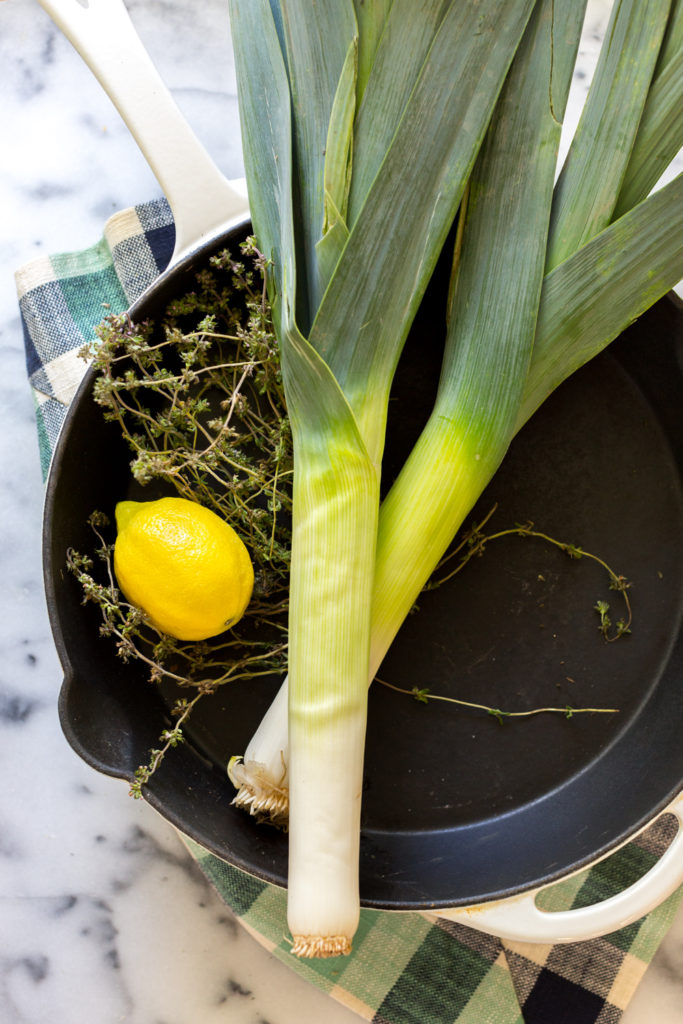 Leek Lemon and Thyme Skillet Focaccia ingredients