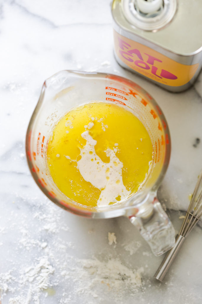 Activating yeast for Leek Lemon and Thyme Skillet Focaccia