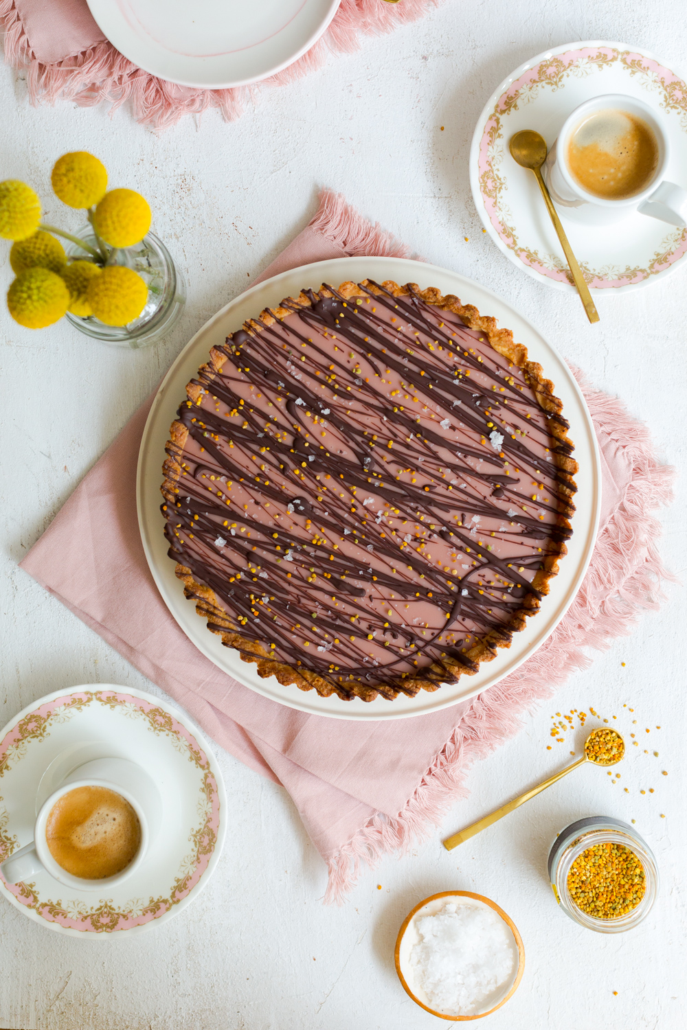 Ruby Cacao Ganache Tart with espresso