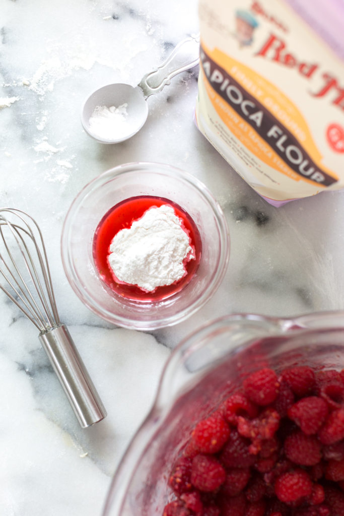 Thickening the Raspberry Lime filling with tapioca flour