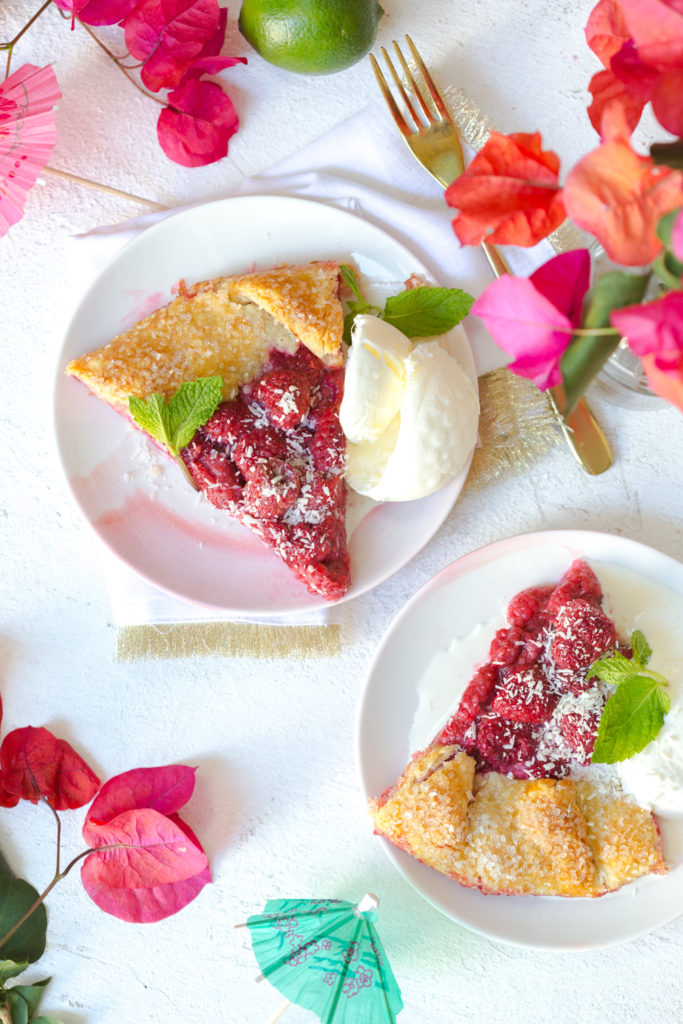 Slices of Raspberry Lime Coconut Galette