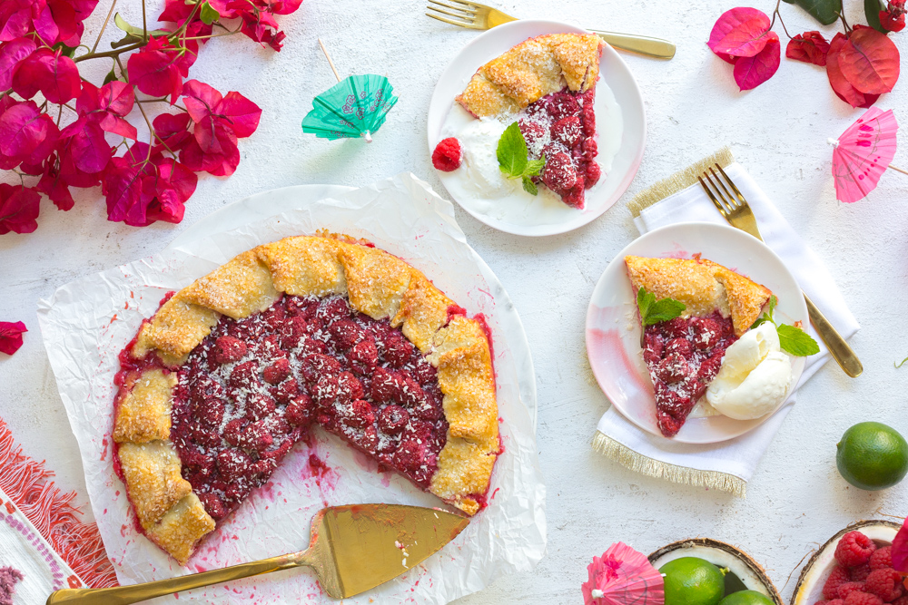 Lime Raspberry Galette with Coconut