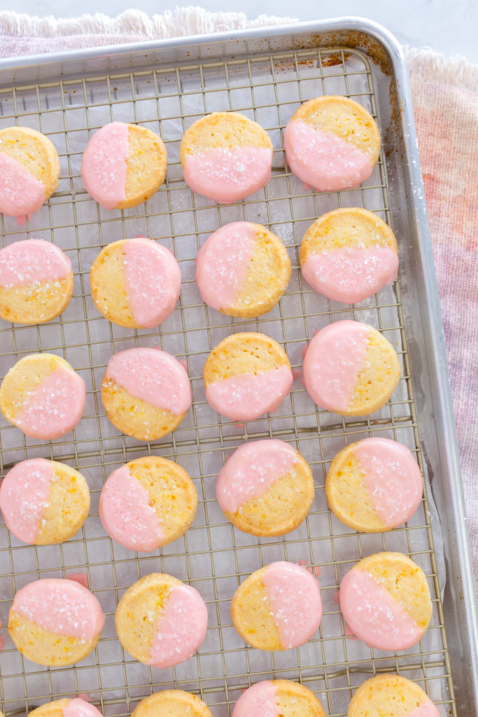 Glazed Campari Shortbread Cookies setting