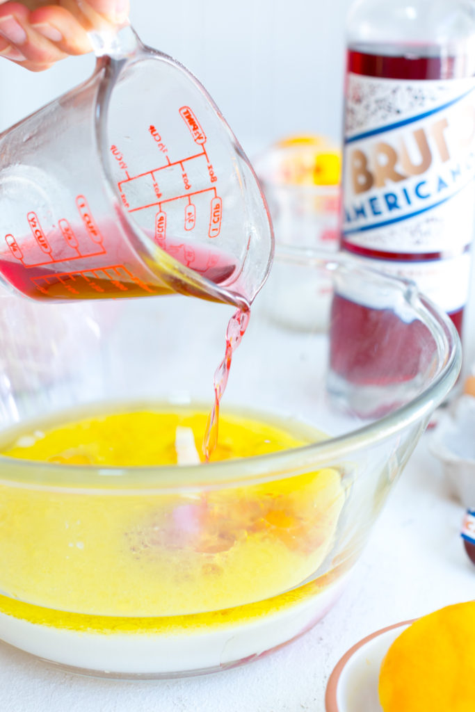 Adding Aperitivo to Orange Aperitivo Olive Oil Cake