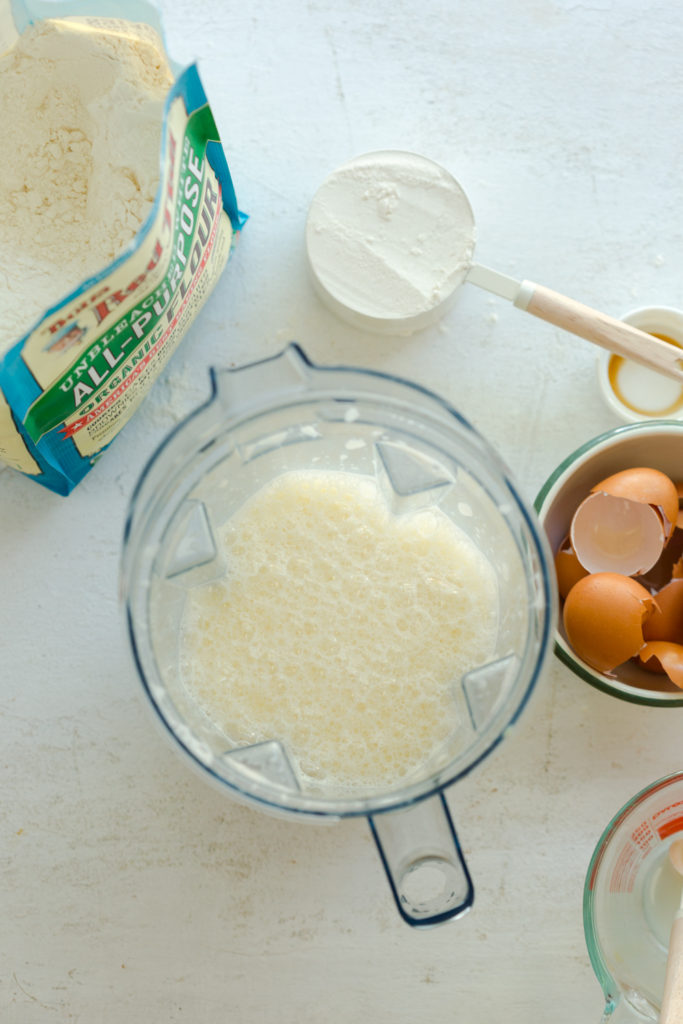 Blending batter for Hootenanny Pancakes