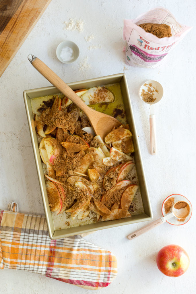 Prepping apples for pancakes