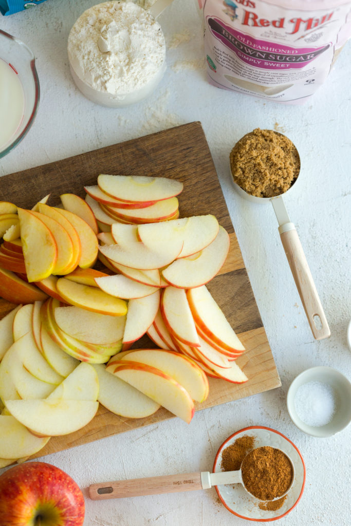 Thinly sliced apples for pancakes