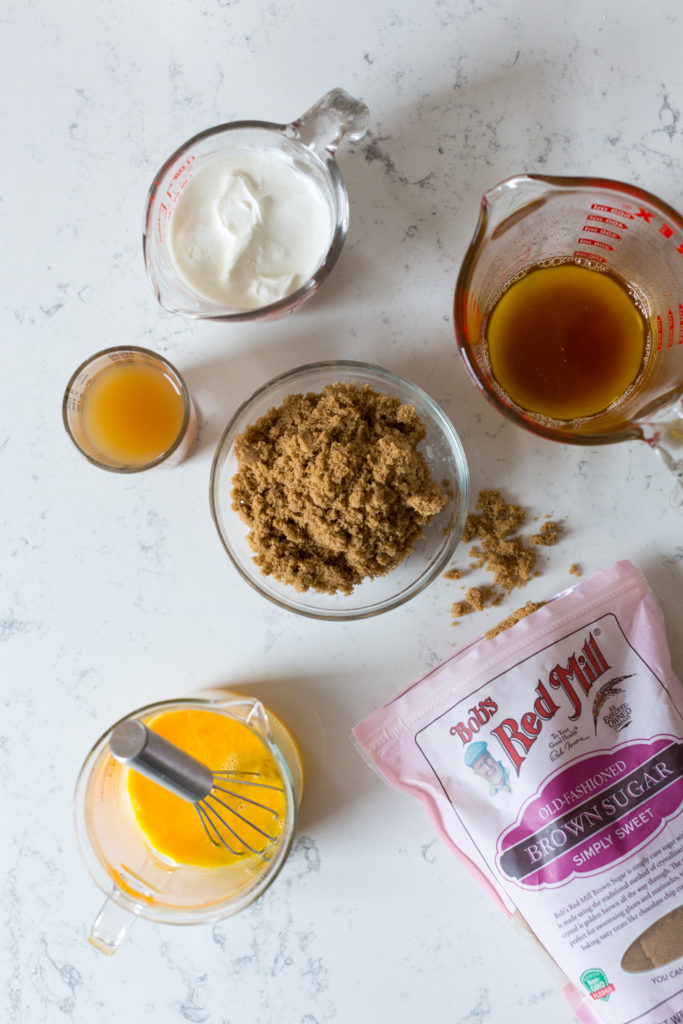 Wet ingredients for Apple Cider Muffins