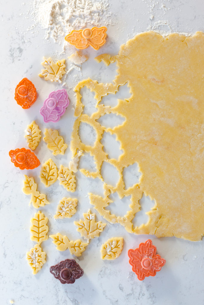 Apple Pear Gruyere Pie dough leaf stamps