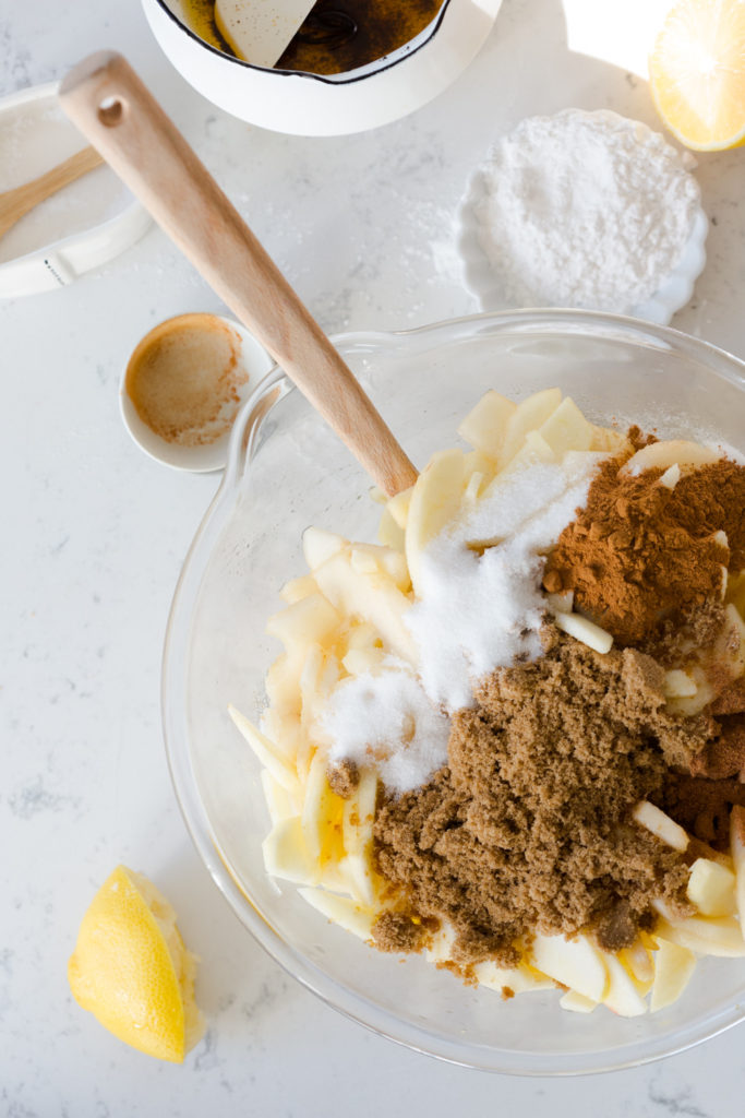 Apple Pear Gruyere Pie filling mixture