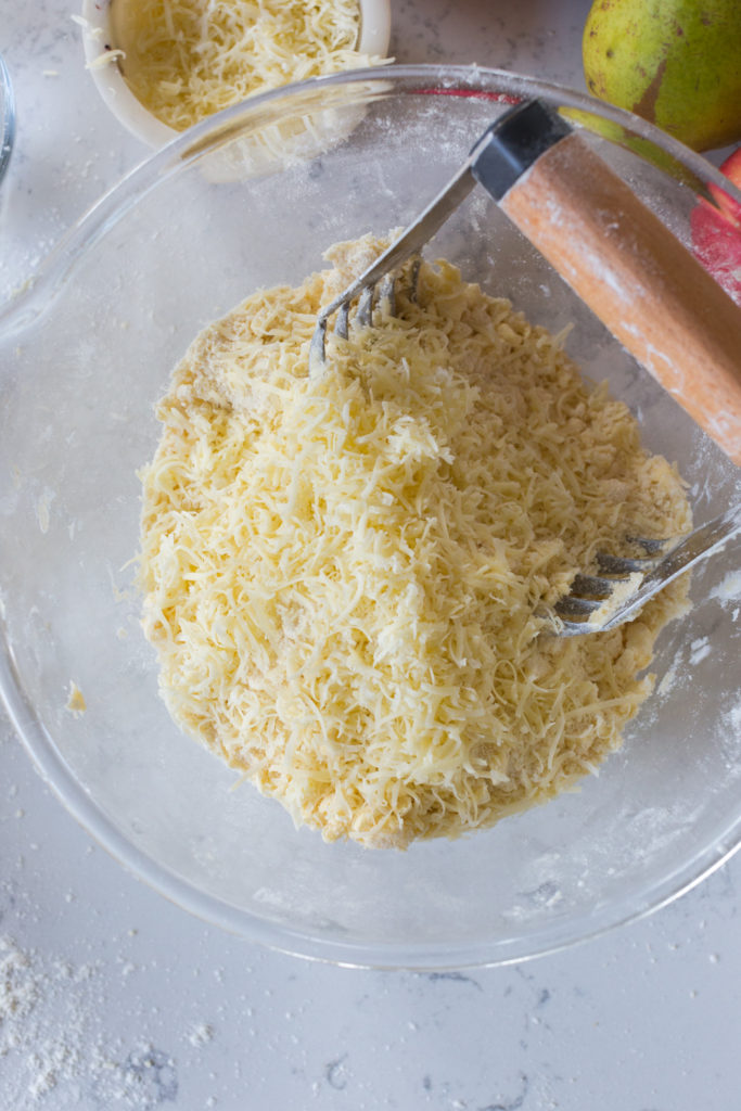 Apple Pear Gruyere Pie - adding Gruyere cheese to pie dough