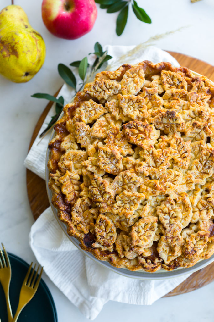 Apple Pear Gruyere Pie - closeup