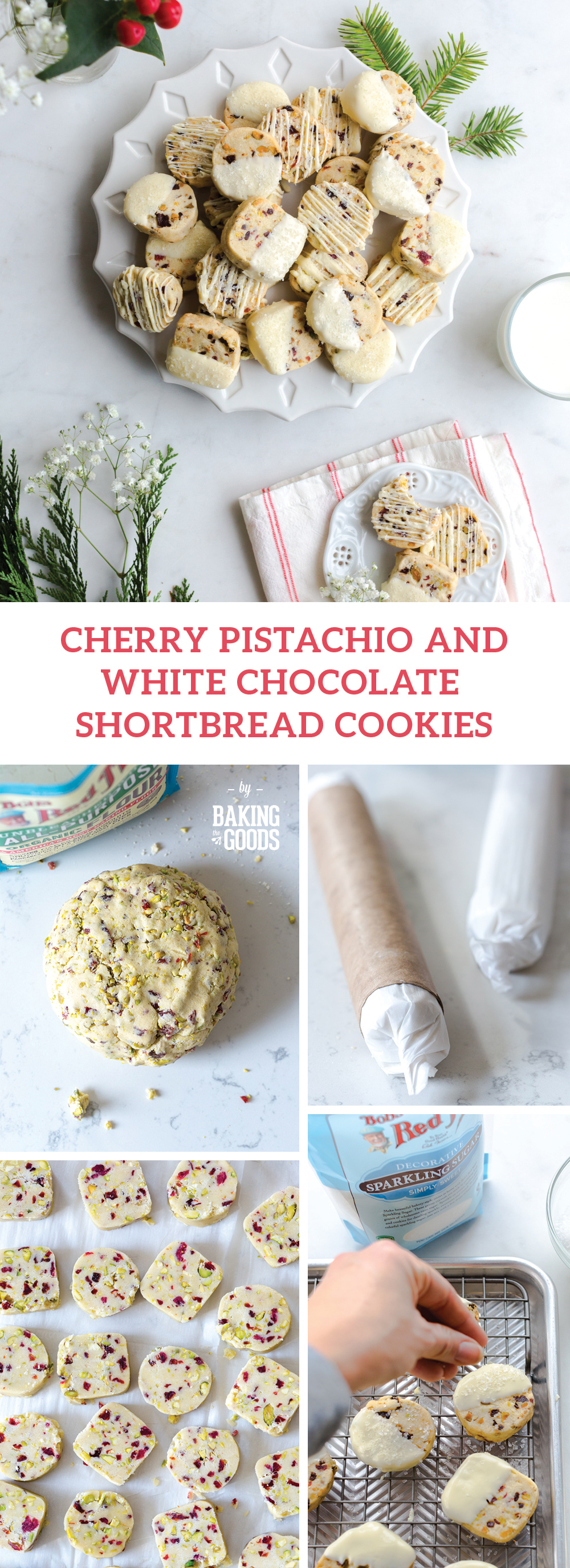 Cherry Pistachio and White Chocolate Shortbread Cookies by Baking The Goods