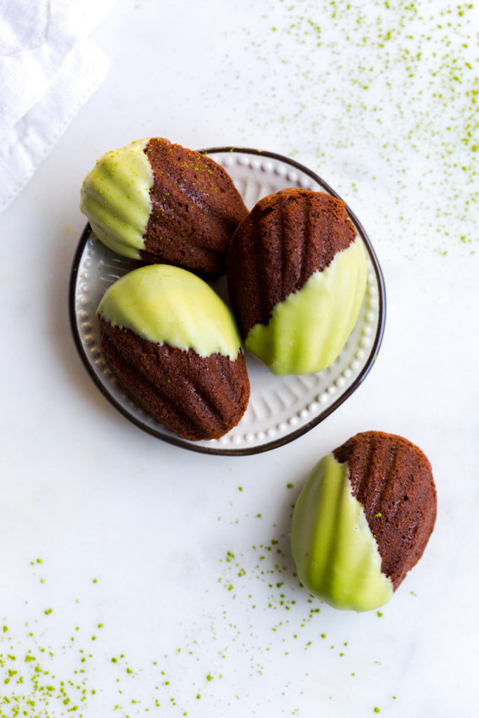 Mini plate of Mint Chocolate Matcha Mini Madeleines