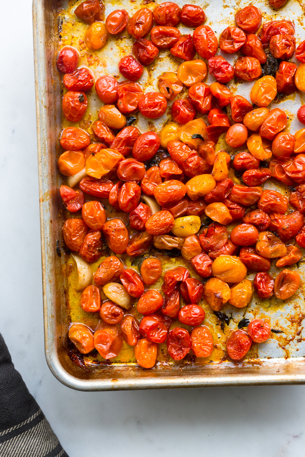 Roasting tomatoes for Roasted Tomato Whipped Feta Dip