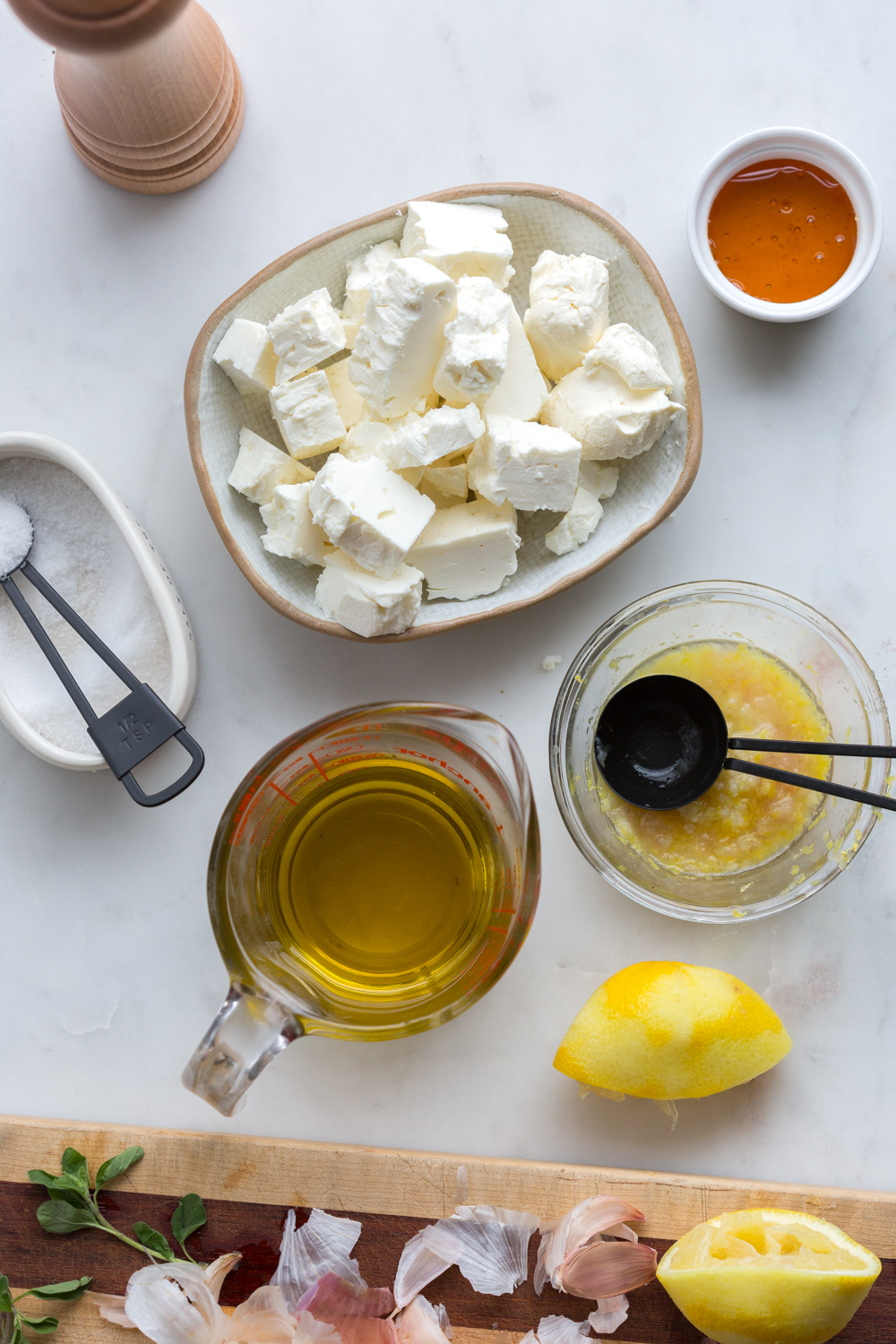 Ingredients for Roasted Tomato Whipped Feta Dip