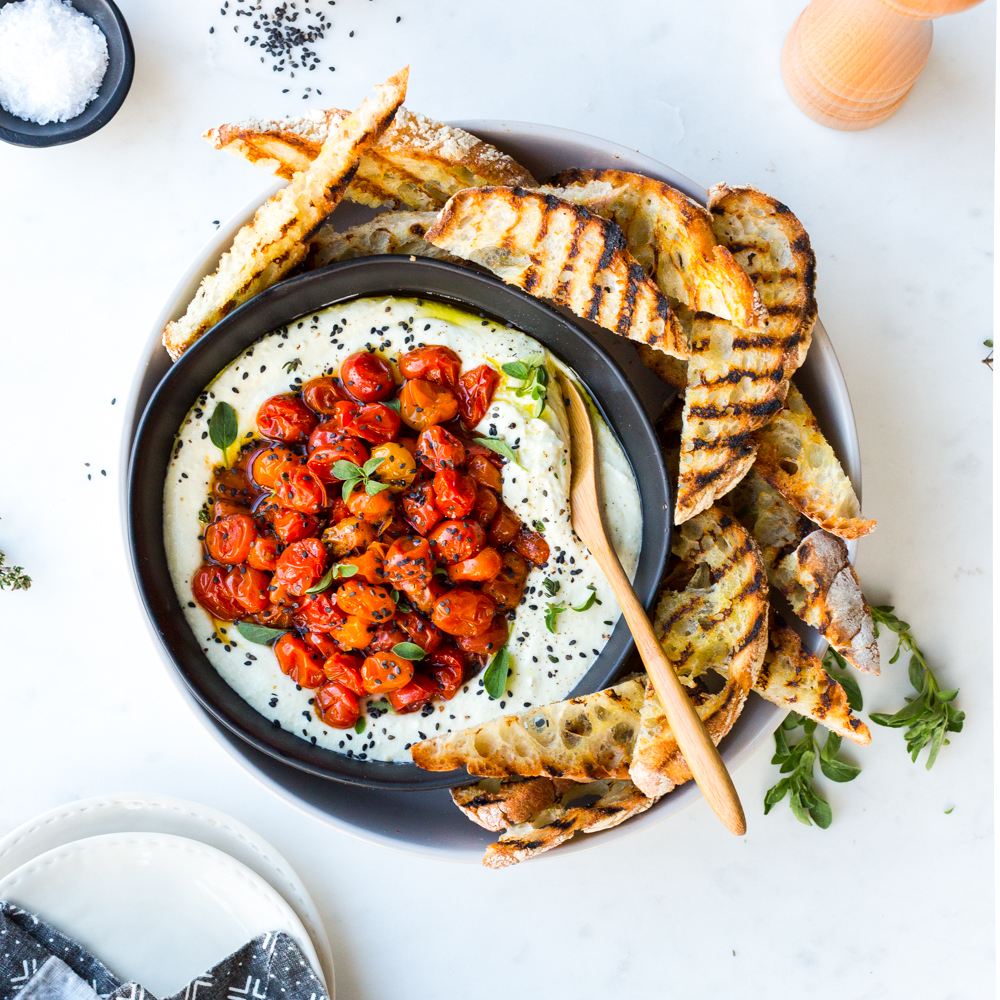 Roasted Tomato Whipped Feta Dip by Baking The Goods