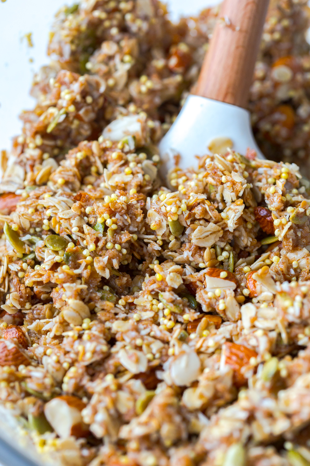 mixing almond oat bars