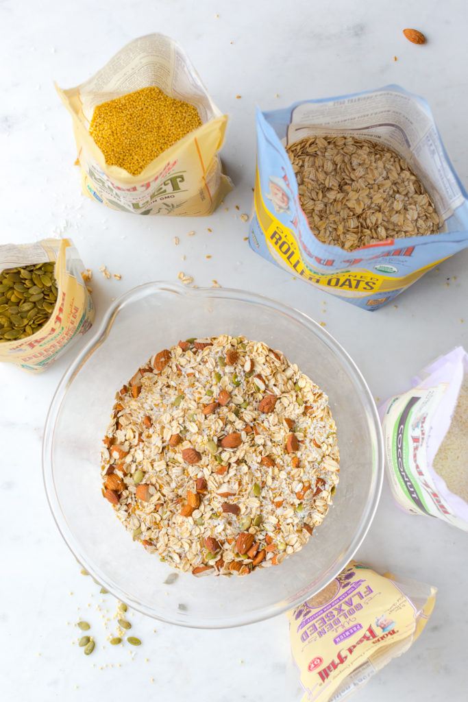 Toasted ingredients for granola bars