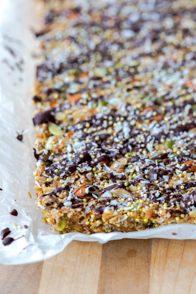 Seedy Almond Oat Bars slab