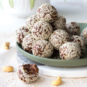 Cashew Date Chocolate Sesame Energy Balls