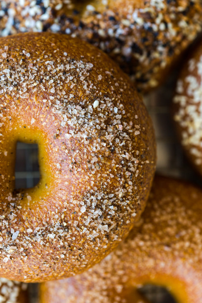 Salt and Pepper Bagels super close up
