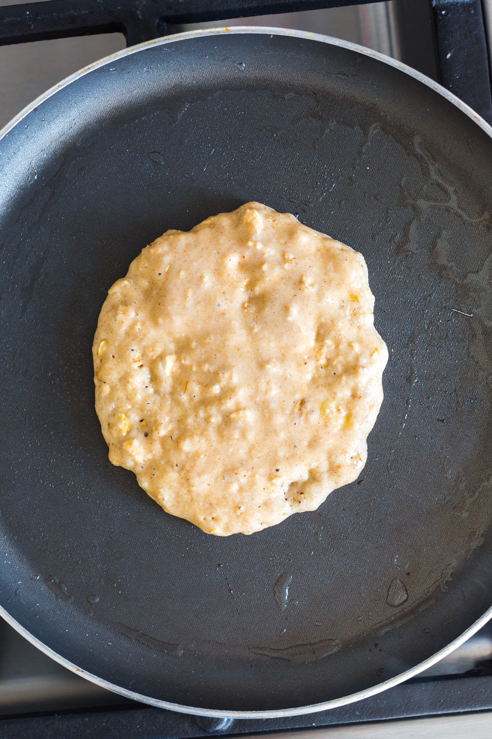 Gluten Free Almond Flour Banana Pancakes on skillet