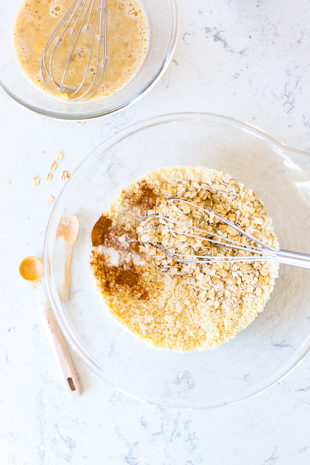 Mixing Gluten Free Almond Flour Banana Pancakes