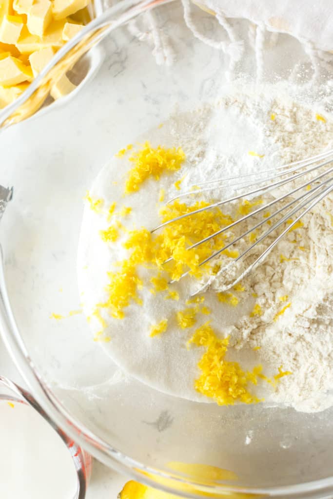 whisking in lemon zest