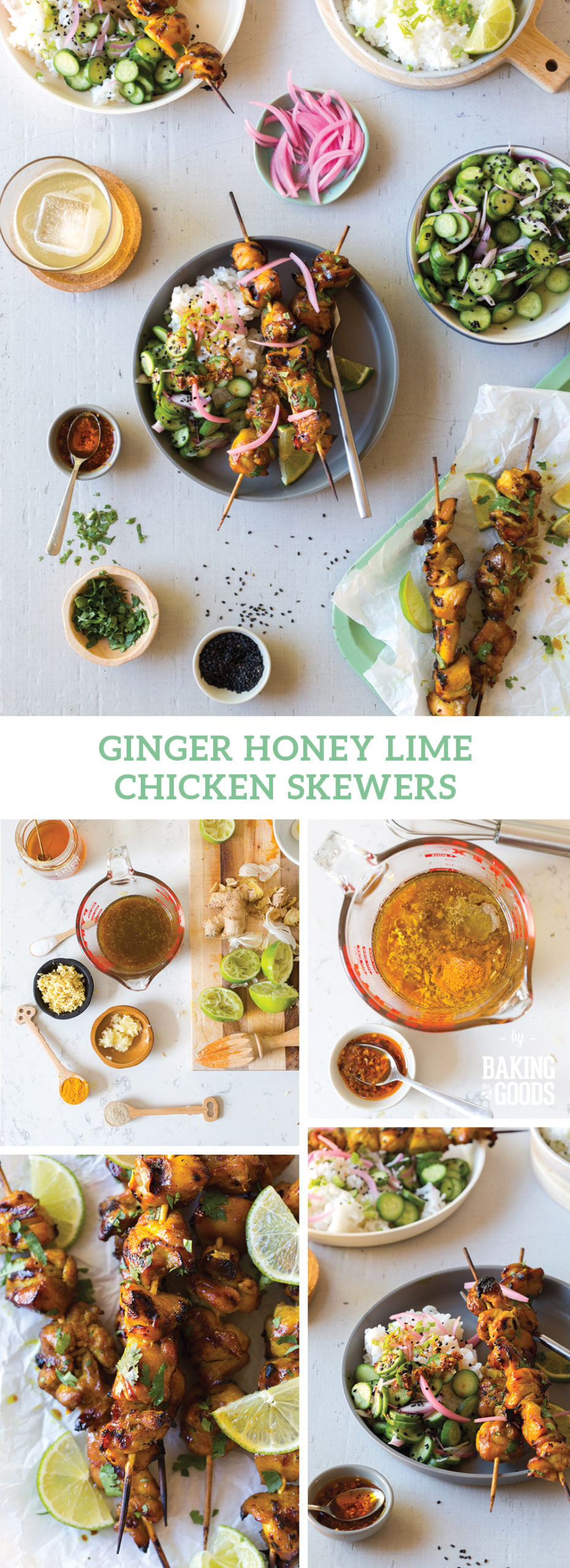 Easy Ginger Honey Lime Chicken Skewers by Baking The Goods