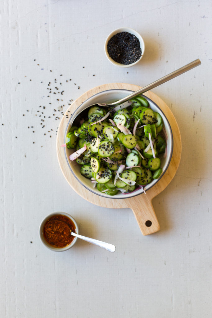 Pickled Cucumber Salad with black sesame seeds