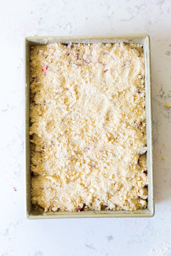 Strawberry Rhubarb Coffee Cake streusel topping
