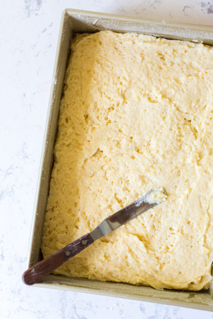 Coffee Cake batter in pan